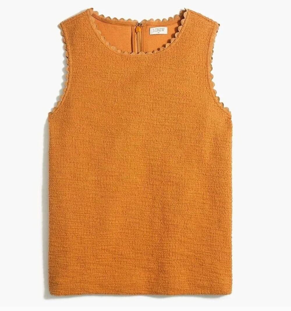 J. Crew Textured Tank Top with Scalloped Trim Burnished Copper AJ095 Size M